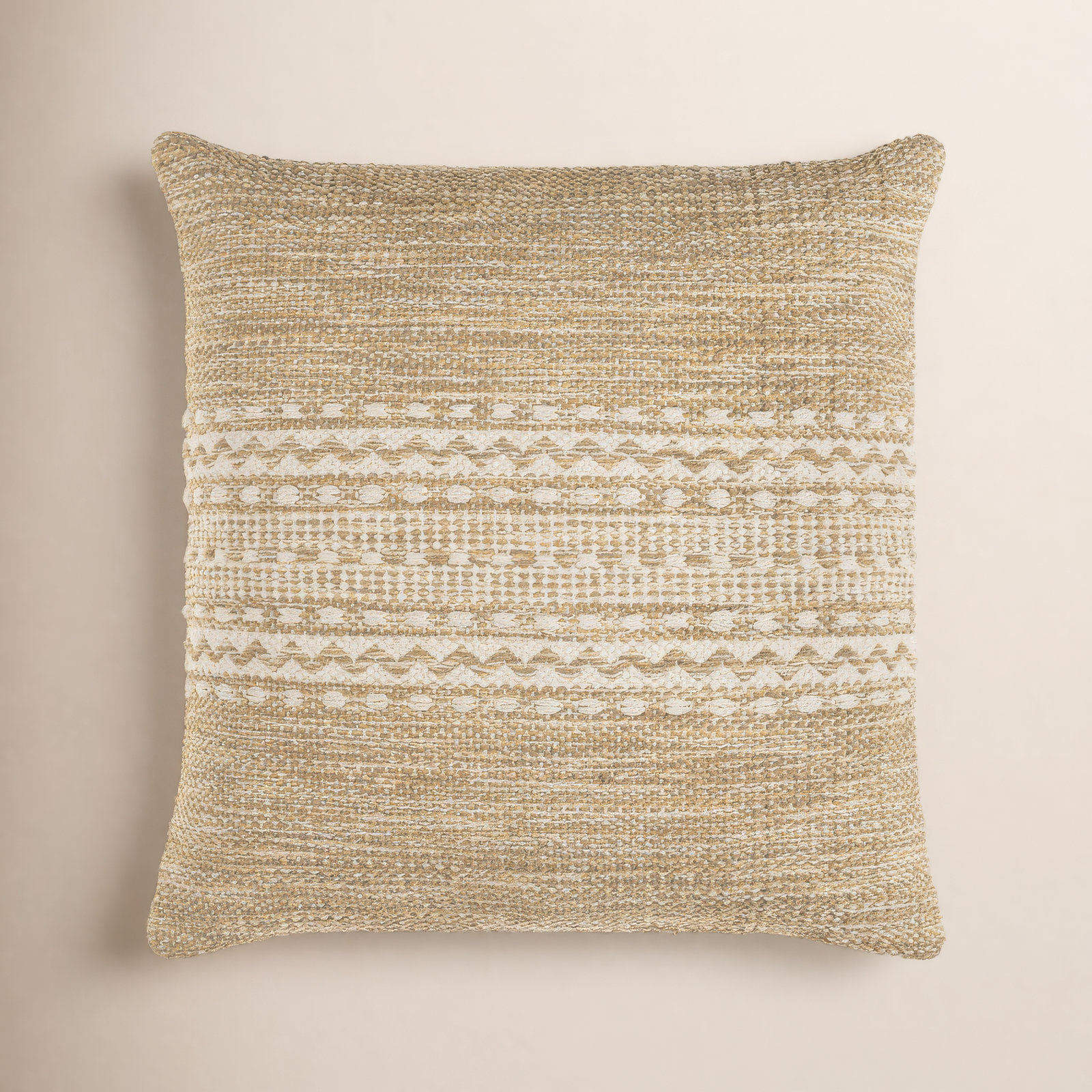 Julian Geometric Cotton Throw Pillow, Tan, Polyester/Polyfill, 18" x 18"