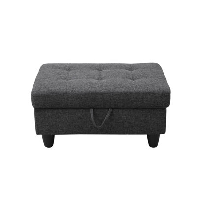 Modular Sofa & Chaise with Storage Ottoman, Solid Wood Frame & Double Spring Cushion