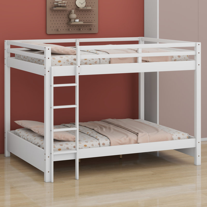 Lit superposé en bois avec échelle, Blanc