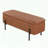 Contemporary Storage Bench with Black Steel and Camel Faux Leather