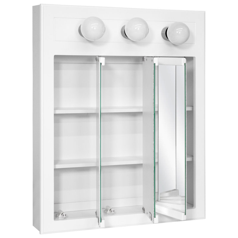 Bathroom Medicine Cabinet, Wall Mounted, Mirror, White, 30" H x 24" W x 5.13" D