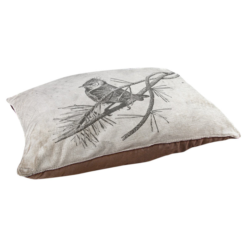 Coussin stylisé oiseau Burien, L 19,5 po x l 29,5 po, Marron foncé