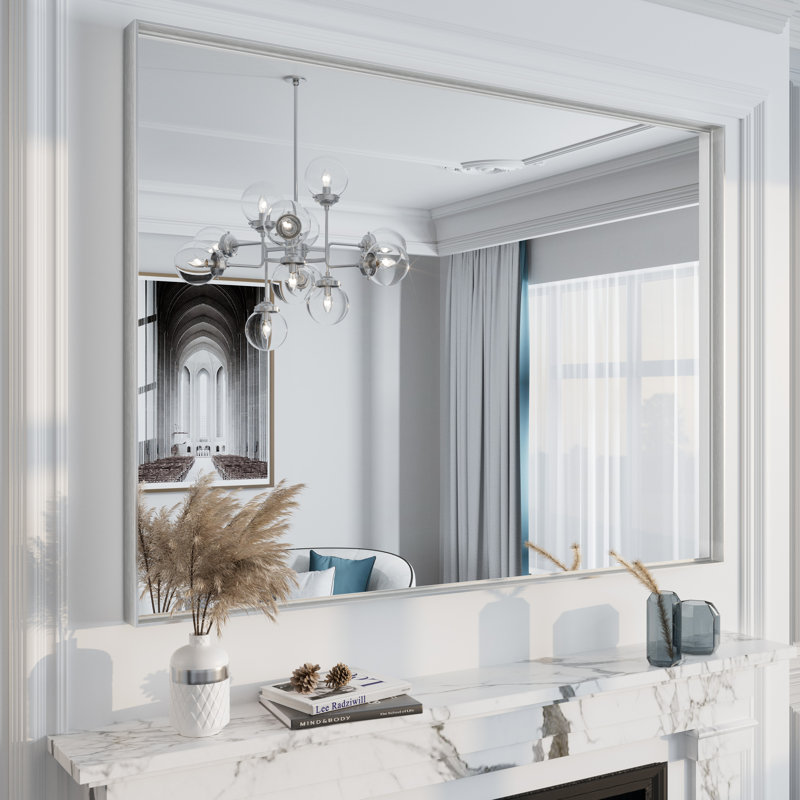 Miroir mural Aevar, 48 po x 36 po, Argent brossé