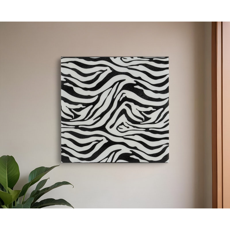 Petit carreau mural en fausse peau de zèbre, H 12 po x l 12 po x P 1 po