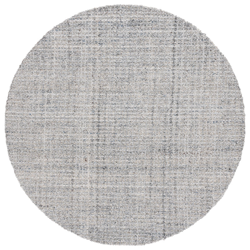 Tapis gris clair / gris en laine / coton touffeté à la main Marisabel, Rond 6 pi