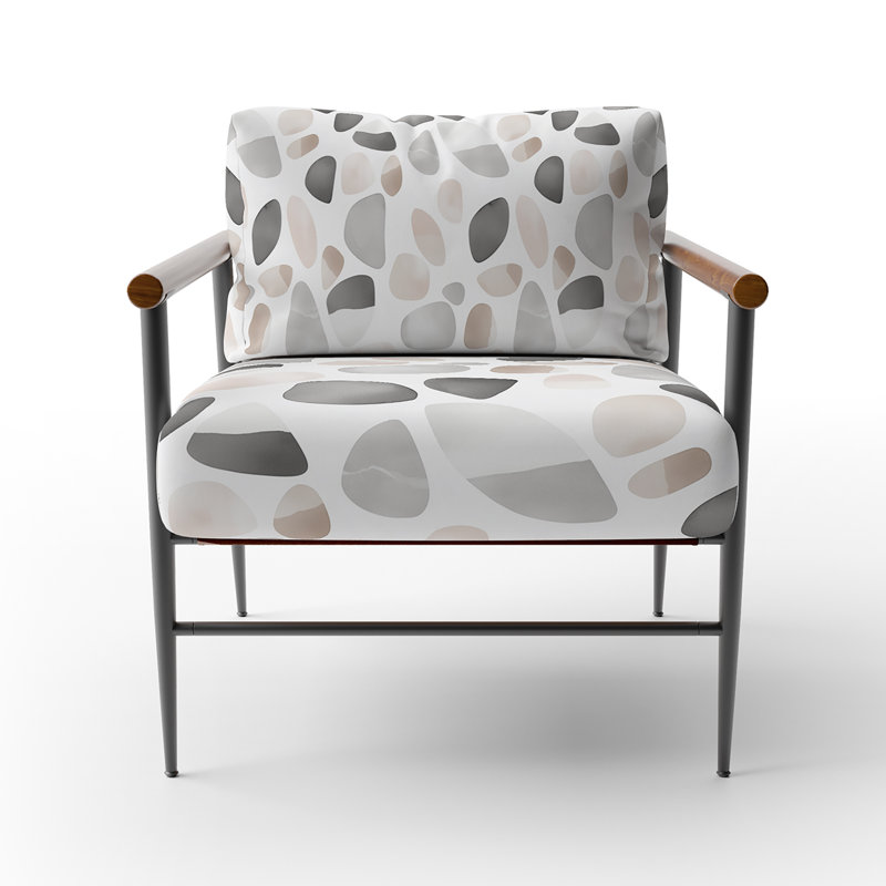 Chaise rembourrée Modern, Bras ronds bruns