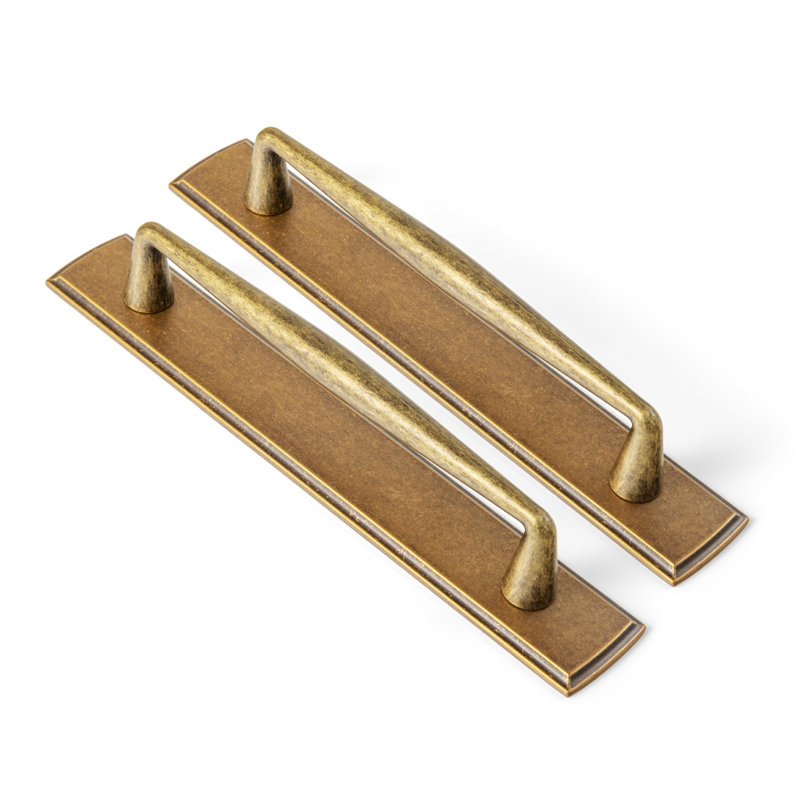 Solid Spindle Bar Pull With Backplate(G011) Multipack, 5", Antique Brass
