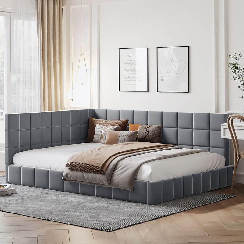 Upholstered Daybed Sofa Bed Frame, Gray