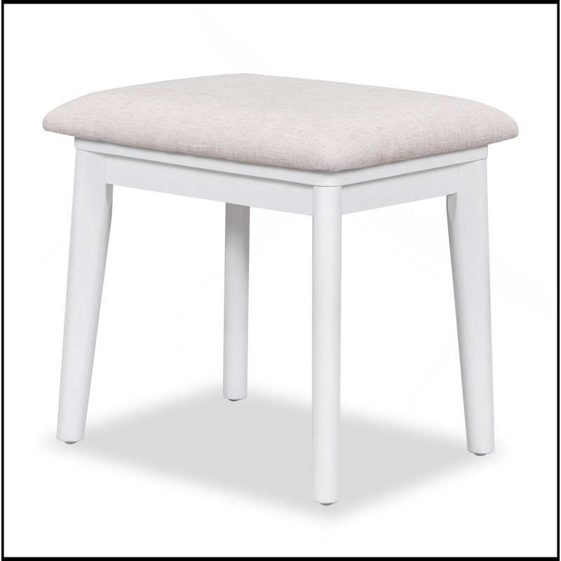 Ensemble coiffeuse 43,3 "en bois avec miroir rabattable et tabouret, coiffeuse avec trois tiroirs et espace de rangement, blanc