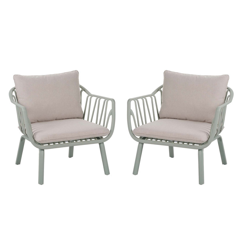 Ensemble de 2 fauteuils club Huron, Beige, Vert clair