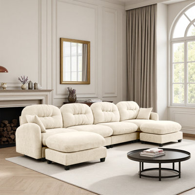 Canapé modulaire en U avec repose-pieds et canapé en chenille