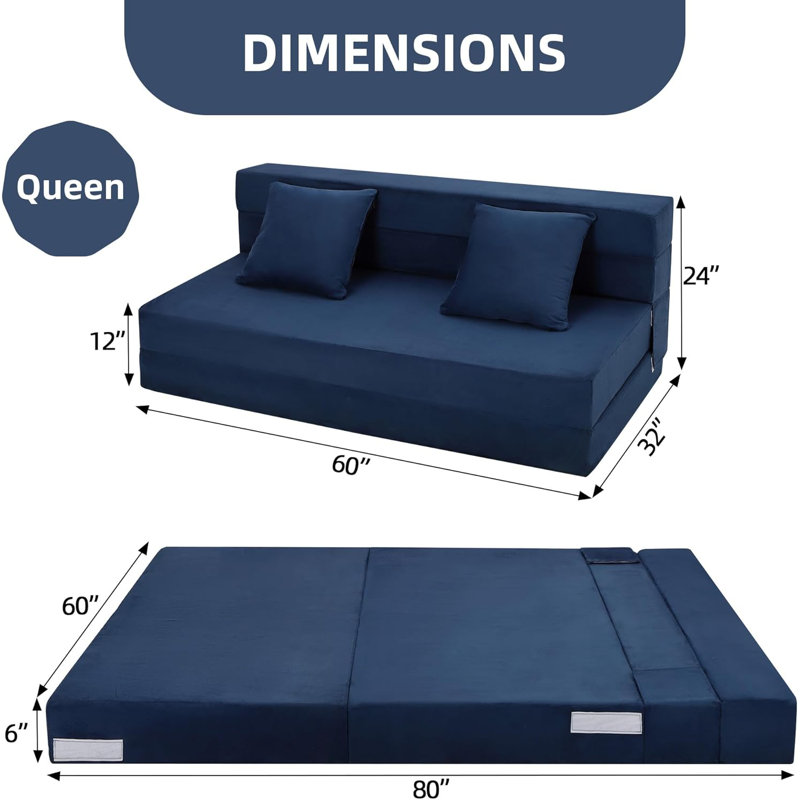 Canapé-lit pliant Boneless, Rembourrage en mousse bleue