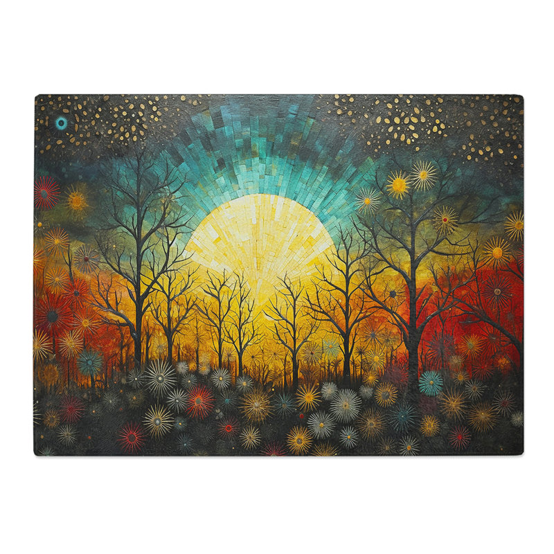 Mandala Forest Landscape  Glass Chopping Board