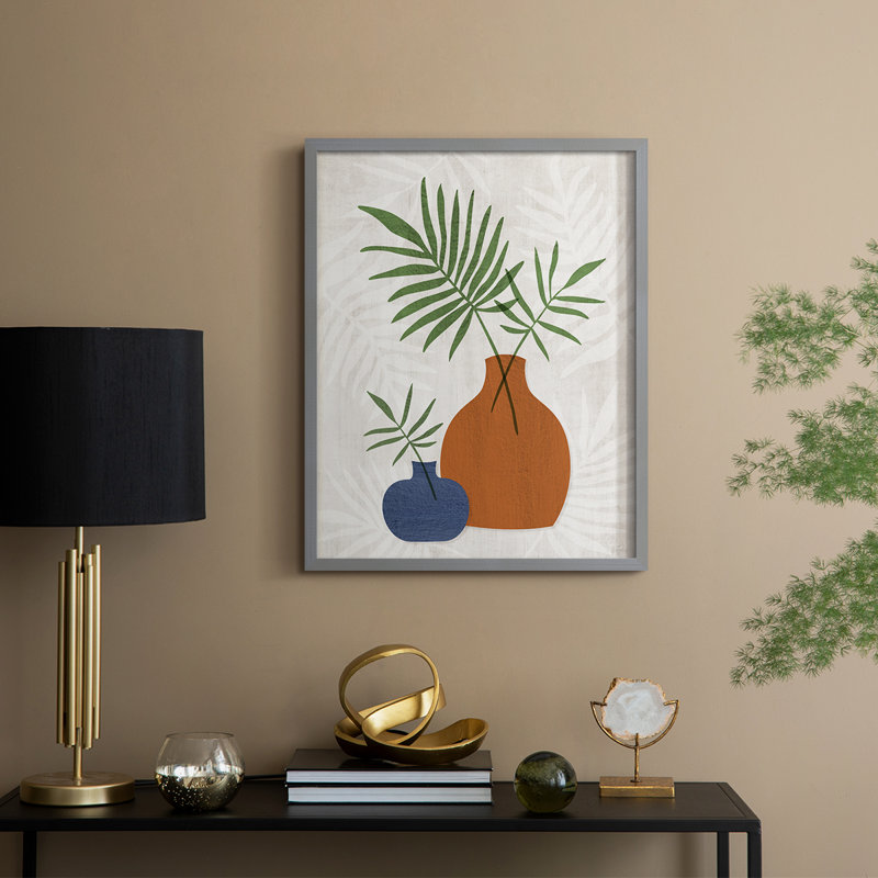 Palm Still Life II, reproduction encadrée - bois massif, Gris, H 15 po x l 12 po