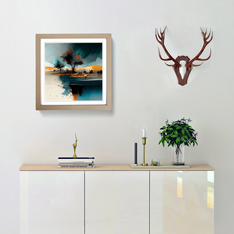 Landscape Gestural Art - Framed Print, Oak