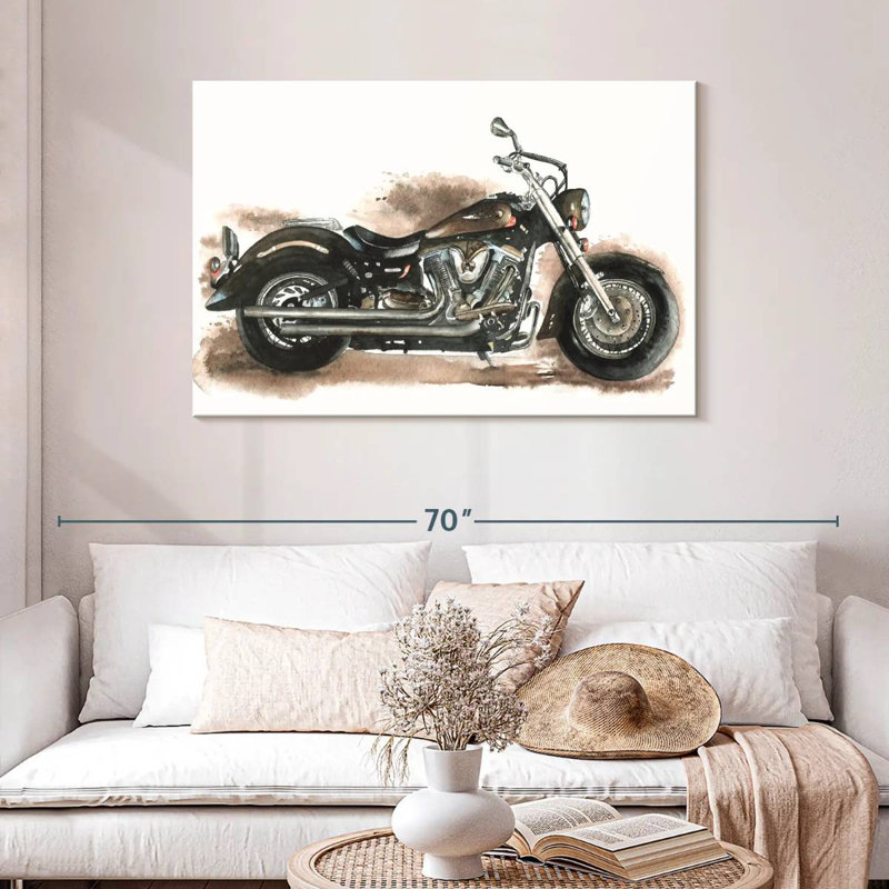 Mehar Custom Chopper Motorcycle, 30" H x 45" W