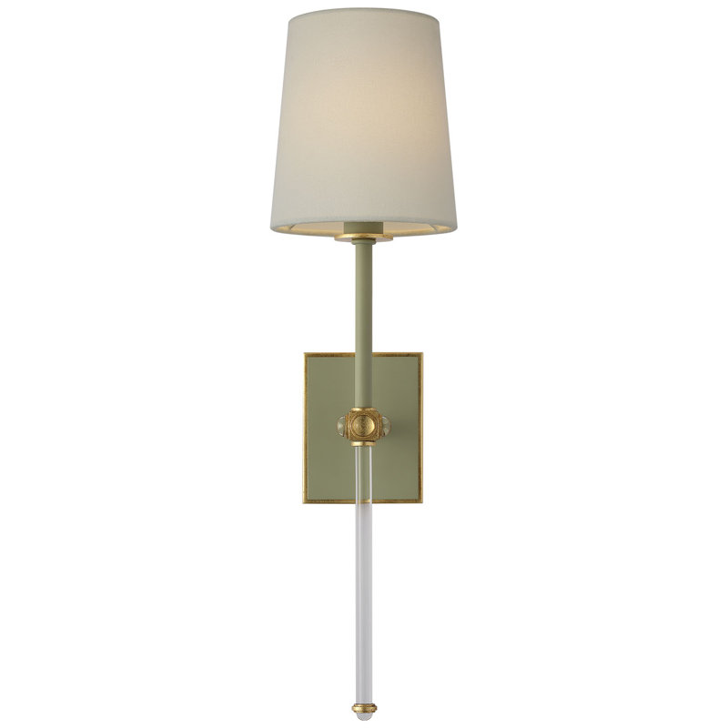 Julie Neill Lucia 21" Cordless Sconce with Linen Shade, Celadon/Crystal