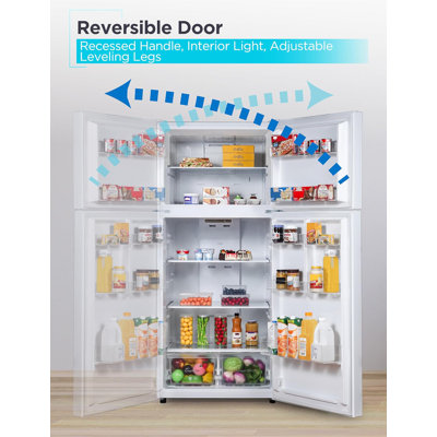 BLACK+DECKER 18.1 Cu. Ft. Top Mount Refrigerator with Freezer, 2 Door Refrigerator with Top Freezer and Adjustable Temperature Control, Full Size Frid