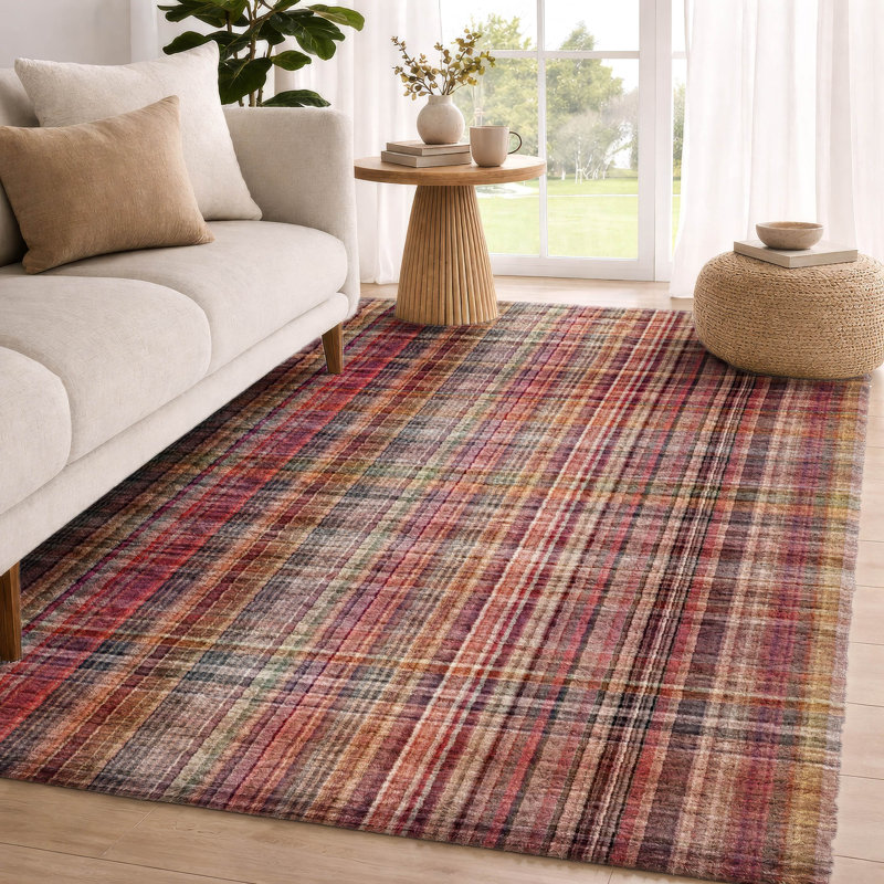 Tapis à carreaux de qualité supérieure lavable à la machine Dream Shag ADS541, Red, 10' x 14'