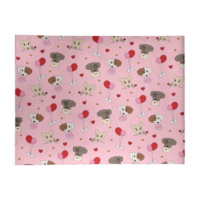 Tapis rose/rouge/gris fait main