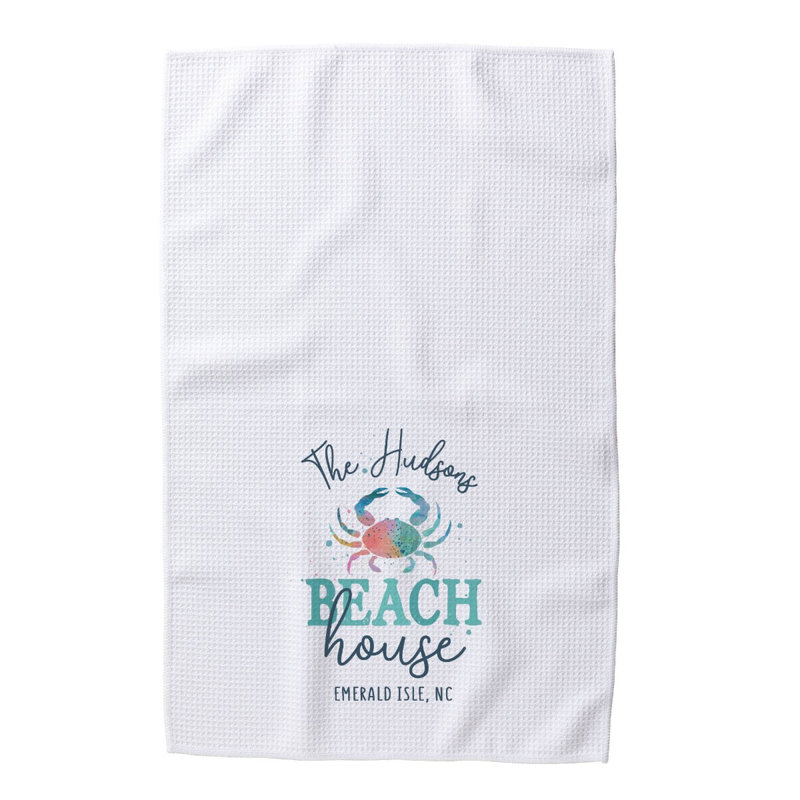 Serviette de thé personnalisable Crab Beach House, Oui