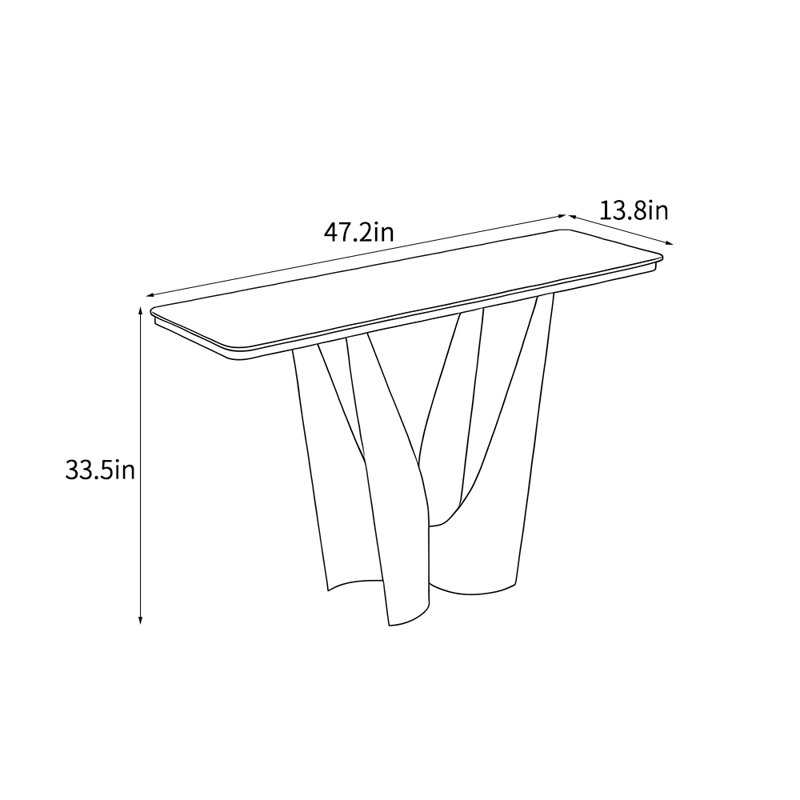 Console légère, luxueuse et moderne, H 33,5 po x l 47,2 po x P 13,8 po, Noir