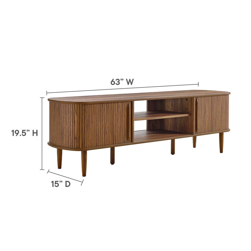 Contour 63'' Walnut Mid-Century Modern TV Stand with Cabinet