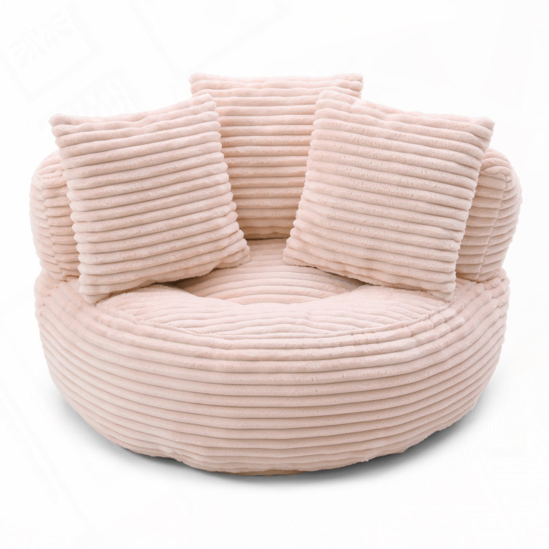 Fauteuil à billes en velours côtelé, Rose