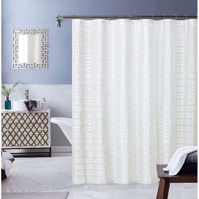 Rideau de douche simple à motif floral Bjoern, Blanc