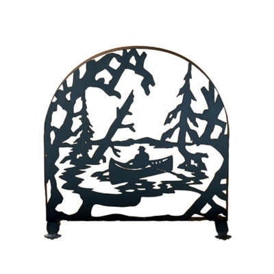 Canoe at Lake Arched Fireplace Screen