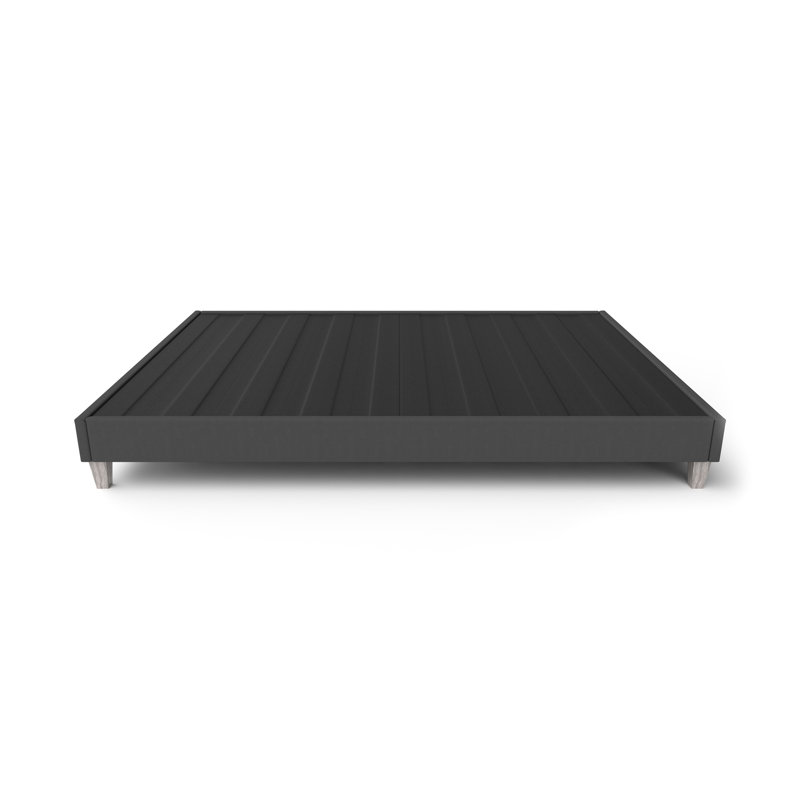 Twin Xl Express Quick Setup Bed Frame Foundation, Fabric Covered, Dark Grey Upholstered, No Tools, Modern Faux - Wood 6" Legs, Easy To Assemble Assembly, Legs
