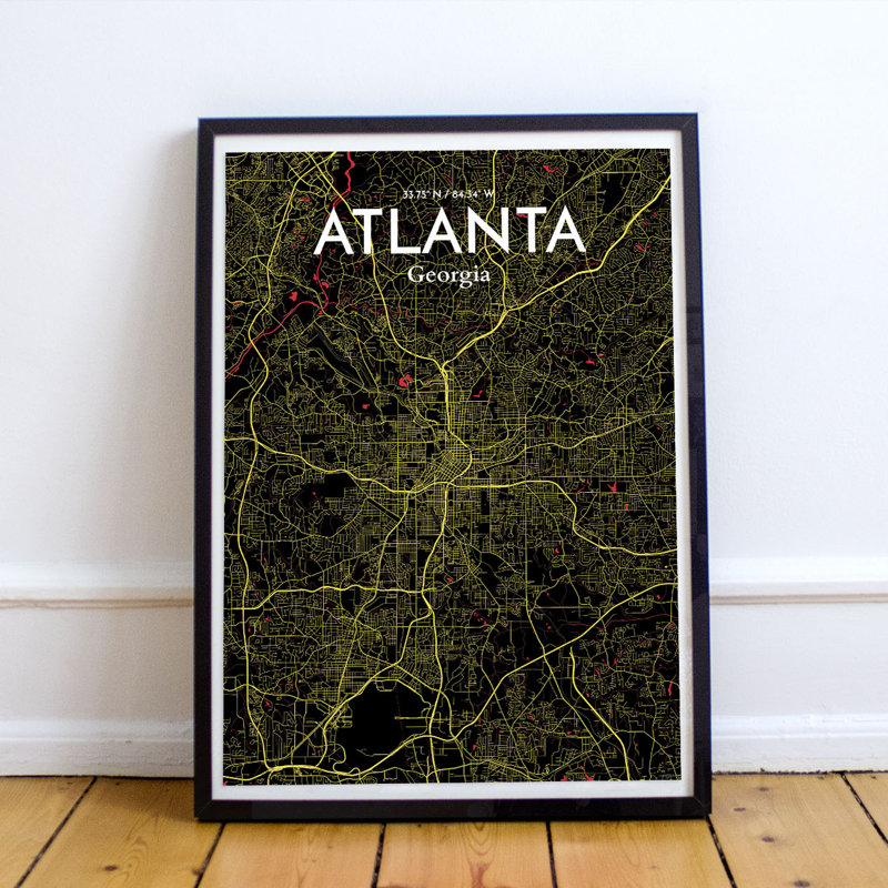 Atlanta City Map - No Frame Print, 60.2 cm H x 27.9 cm W x 0.1 cm D