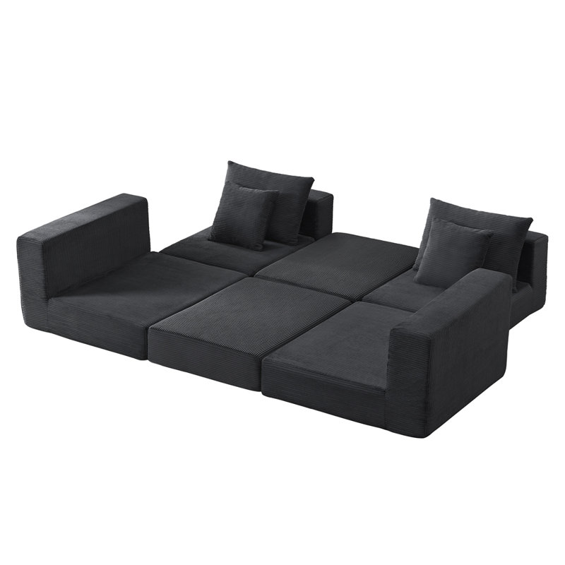 Canapé modulaire moderne avec méridienne en L, Dark Gray