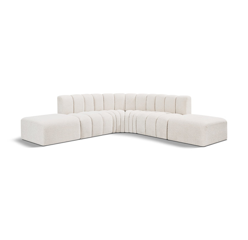 Canapé et chaise rembourrée Issic, Tissu crème bouclé