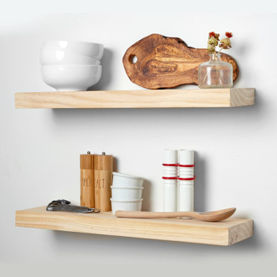 Kaveah 2 Piece Solid Wood Floating Shelf