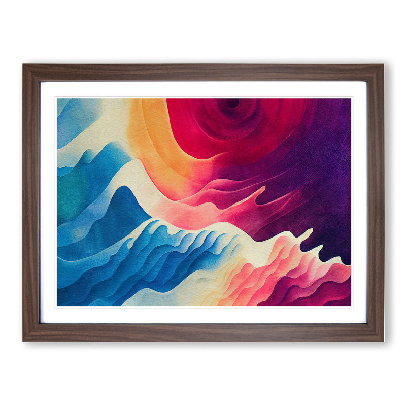 Edgy Modern Abstract - Single Picture Frame Print, 34cm H x 46cm W x 2cm D, Walnut Frame
