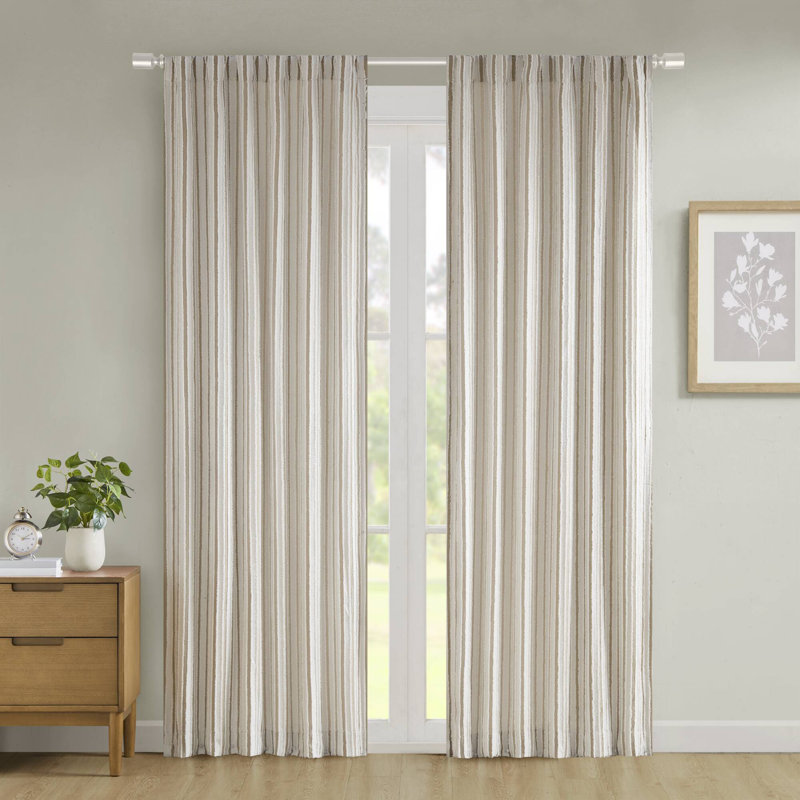 Extended Nude Textured Polyester Light-Filtering Drapes