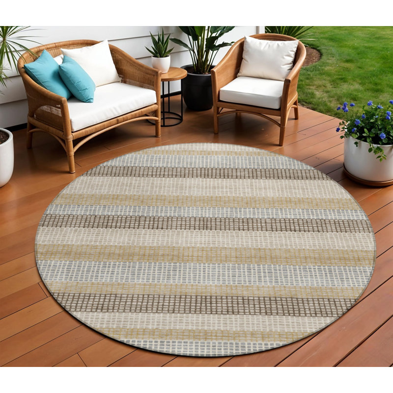 Tapis intérieur lavable rayé 8 pi beige et ivoire 8 po