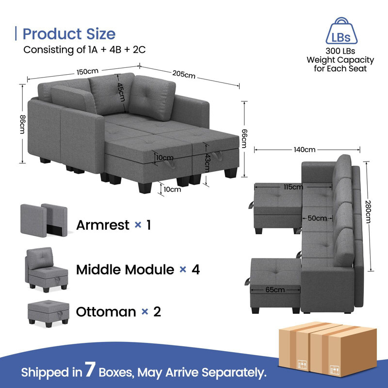 Fabric Sofa & Chaise, 4