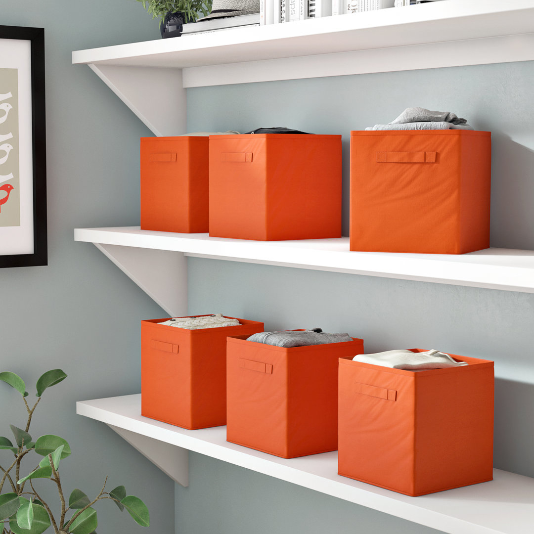 Sorbus 11" Foldable Fabric Storage Cube Bins with Handles in Orange (Set of 6) Sorbus