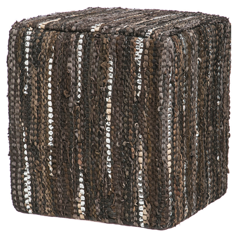 Pouf carré en cuir véritable Lissette