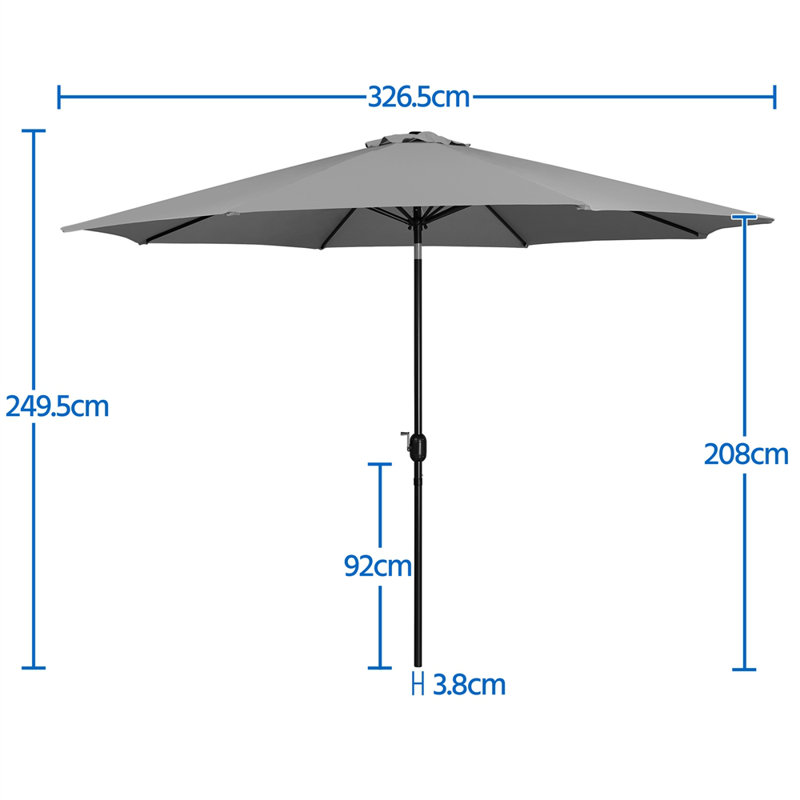 326.5cm Market Parasol, Grey