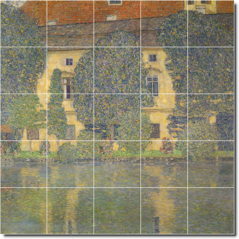 21.25" x 21.25" Ceramic Painting Decorative Mural Tile 4.25" x 4.25", Country 05025