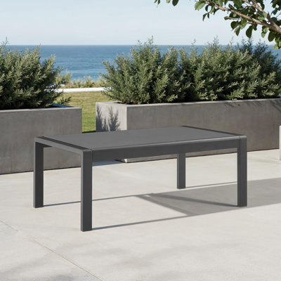 Table basse d'extérieur en aluminium et en verre trempé Magers