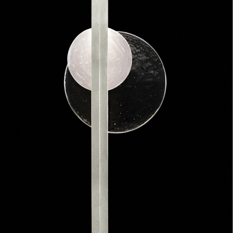 Selene Wrought Iron LED Flush Mounted Sconce, Silver, 44" H x 12.75" W x 3.5" D