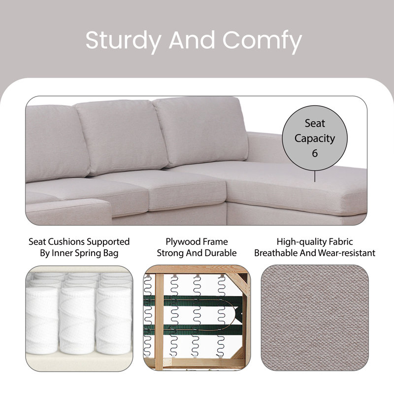 Dalisa Sofa & Chaise, Beige Polyester