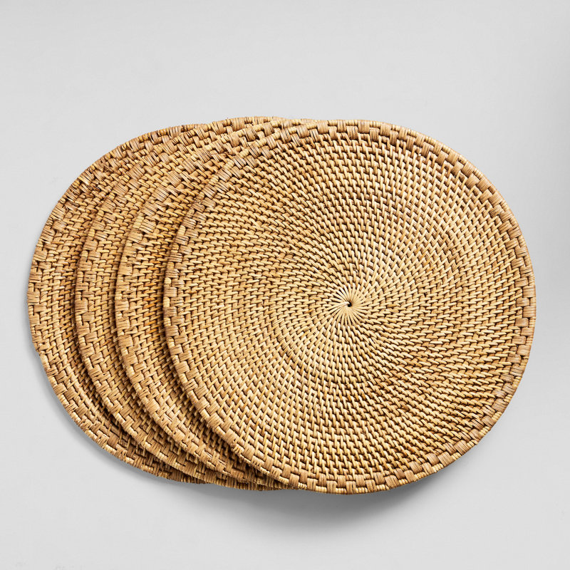 Plat de service en jute / rotin Zadia, Caramel