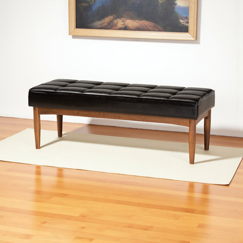 Faux Leather Upholstered Bench, Dark Brown/Brown