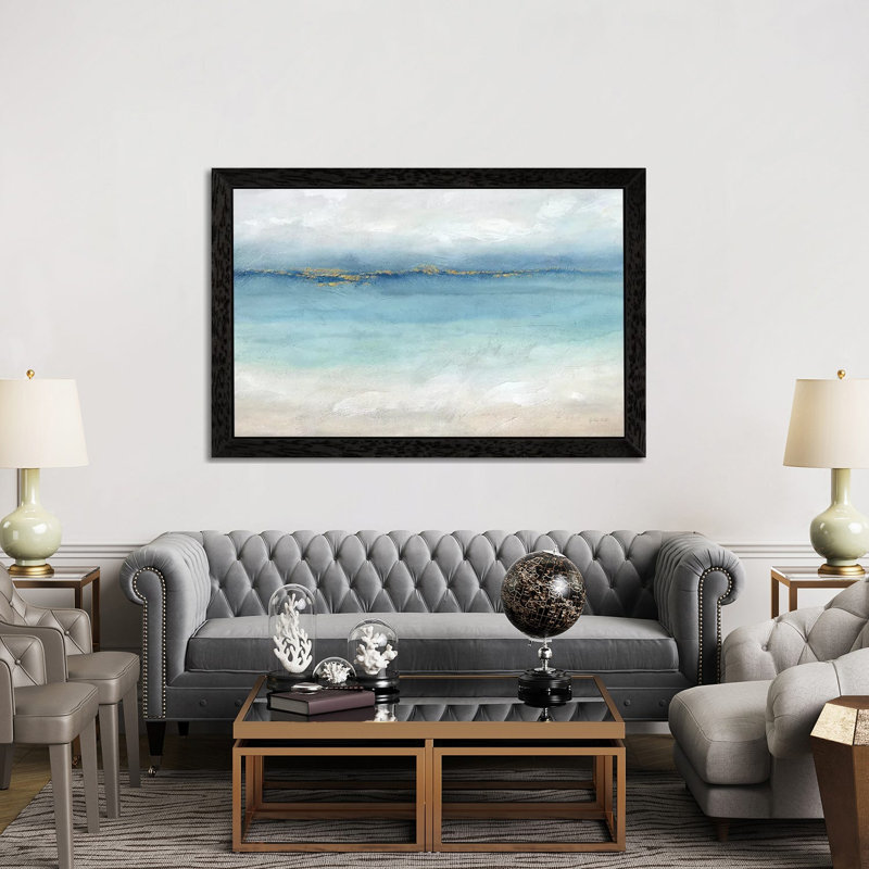 Serene Sea Landscape - Painting on Canvas, Black Framed, 66.04 cm H x 45.72 cm W