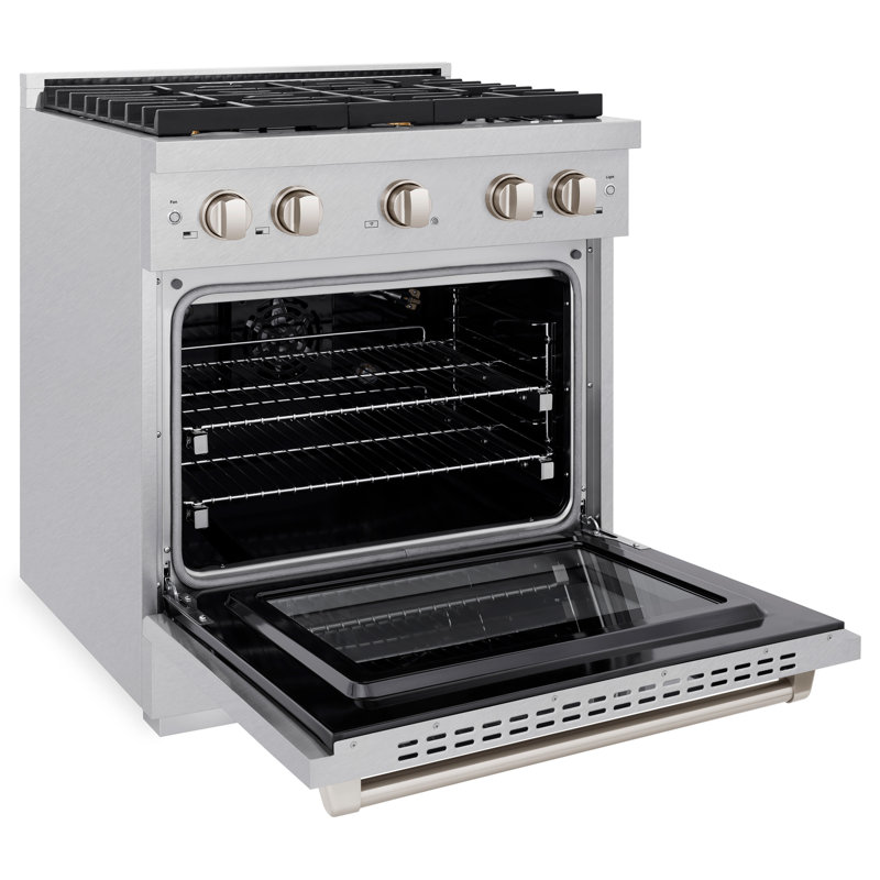 ZLINE 30 in. 4.2 cu. ft. Paramount Gas Range with 4 Burner Cooktop and Convection Gas Oven in Satin Stainless Steel